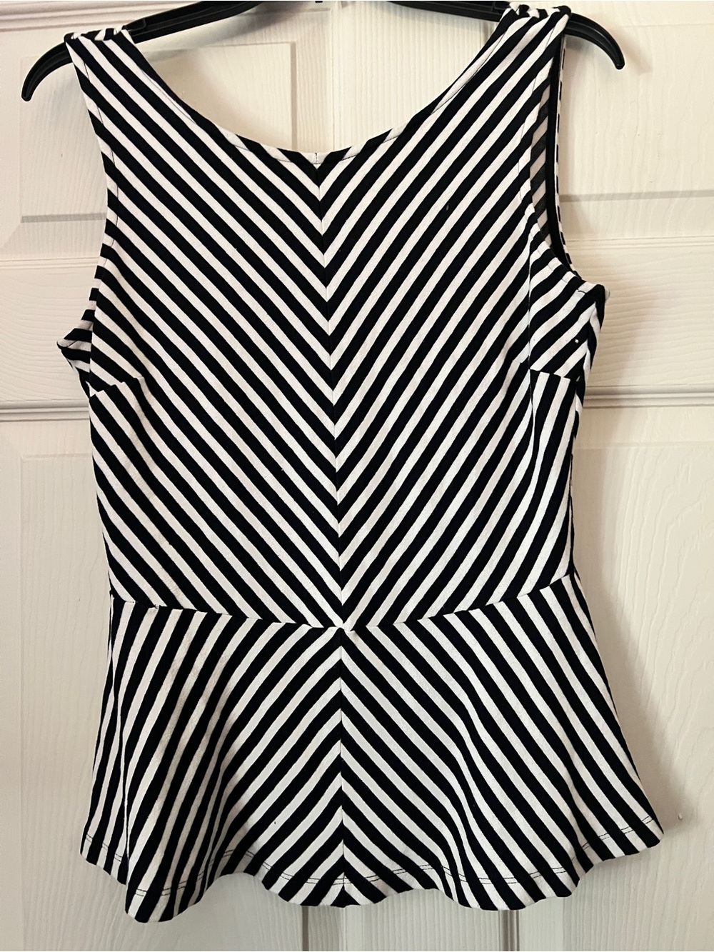 Banana Republic Black and White Striped Peplum Tank SIZE 12